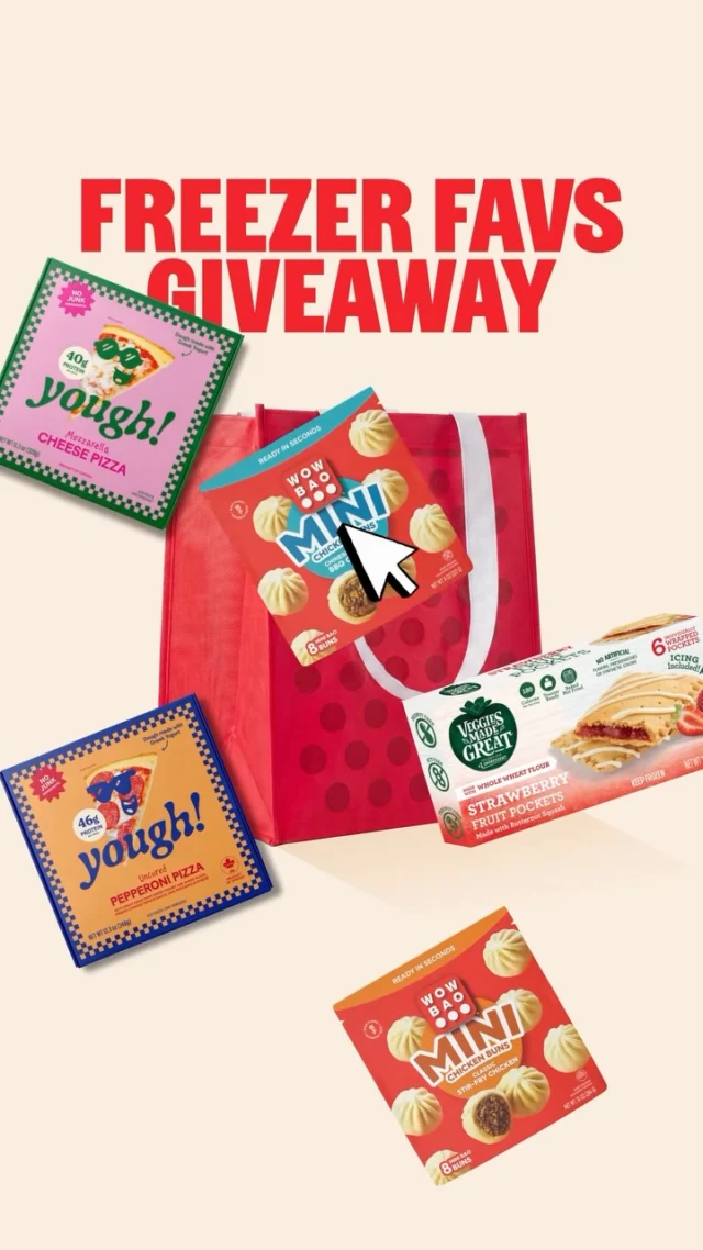 FREEZER FAVS GIVEAWAY ❤️

Back to school means busy schedules and full routines, so we’re teaming up with @eatyough and @veggiesmadegreat to stock your freezer with easy wins the whole family will love, all available at Target.

One lucky winner will receive:
🥟 Wow Bao Mini Bao Buns
🍕 Yough! Pizzas (Cheese, Pepperoni, and Vegetable)
🍓 1 month supply of Veggies Made Great Fruit Pockets (Apple + Strawberry)

HOW TO ENTER:
✨ Follow @wowbao, @eatyough, and @veggiesmadegreat 
✨ Like and save this post
✨ Tag a friend (each tag = 1 entry, unlimited entries)

BONUS ENTRY: Comment on 2 of our other posts!

Not sponsored by Instagram or Facebook. US only. Must be 18+. Giveaway starts Thursday 9/3 and ends Tuesday 9/8 at 11:59 PM CST. Winner will be contacted via DM from @wowbao.